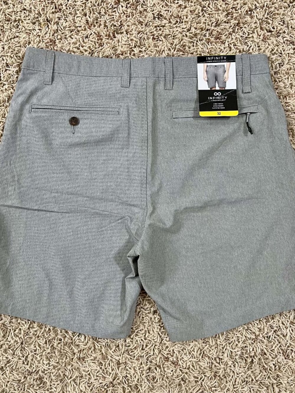 Infinity Men's Hybrid Stretch Shorts Light Gray, Size 32 (New)